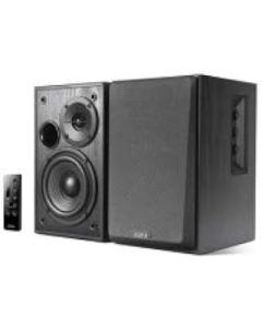 Edifier R1580MB Active 2.0 Studio Bookshelf Speaker System with Dual Microphone Inputs and Bluetooth Connectivity - Black Wood