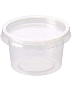 Sabco - 100pcs 4oz Clear Round Plastic Takeaway Sauce Pots With Lids - Deli Pots For Dip Ketchup Chutney - Containers For Slime Wax Melts