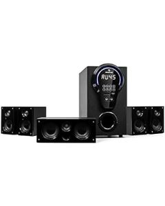 auna Areal 525 DG 5.1-Channel Surround System, Home Cinema System, Power: 125 Watts RMS, 5.25â€ Subwoofer, 4 x Satellites, 1 x Centre, Bluetooth Function, USB/SD Port, AUX Input, Black