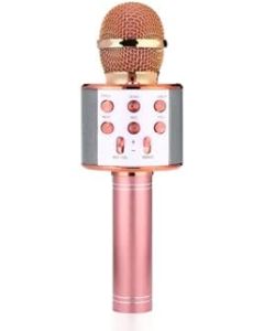 Vision4ever 1x Rose Gold Wireless Bluetooth Karaoke Microphone Speaker Handheld Portable Speaker Karaoke Machine, Home TV with Record Function