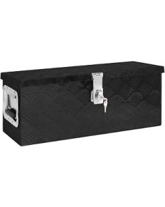 vidaXL Storage Box Hallway Storage Chest Blanket Trailer Box Tool Chest Organiser Storage Case with Lid Black 60x23.5x23 cm Aluminium