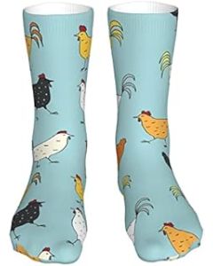 883 Compression Socks Rooster Chicken Pattern Calf Socks Non Slip Sports Socks Breathable Crew Socks For Hiking Trekking Jogging 40cm