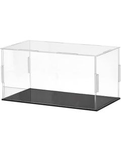NBEADS 2 Sets Clear Acrylic Display Case, Figures Display Box Countertop Box Storage Organizer Dustproof Protection Showcase with Black Base for Figures Collectibles Storage, 21.2x11.2x9.8cm