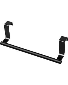 Over Door Towel Bar, Over Door Towel Rail, Over the Cabinet Towel Rail Over The Door Tea Towel Holder Towel Rack No Drilling for Kitchen and Bathroom Cupboards(23cm) (black)