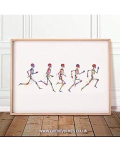 Skeleton Running Phases Watercolour Print