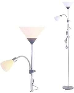 INMOZATA Standard Lamps Living Room, Uplighter Floor Lamp, Modern Mother & Child Tall Floor Lamp for Living Room, Bedroom, Lounge, Office(Silver)