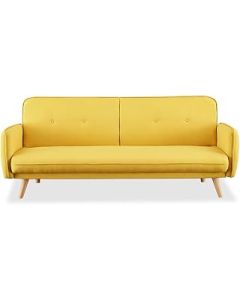 Home Detail Fabric Sofa Bed with Click Clack Sofabed Function 3 Seater Double Folding Guest Bed Settee in Grey, or Mustard Upholstered Fabric (Mustard)