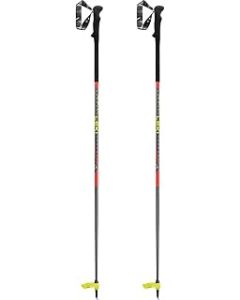 LEKI Mezza Lite Ski Poles, Bright Red/Black/Neon Yellow, 130 cm