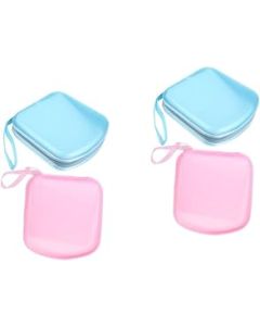 LIFKOME 4 pcs Case Dvd Holder Suitcase Zipper for Office Car Storage Slots Carrying Portable Plastic Bags Square Binder Pouch Home Organizer Bag Media Capacity Album Disc Wallet CD Travel