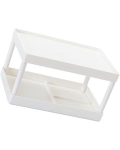 BESTonZON Desktop Storage Rack Organizer Double-layer Cosmetic Stationery Storage Holder Table Sundries Display Shelf For Kitchen Bathroom Office Dorm White