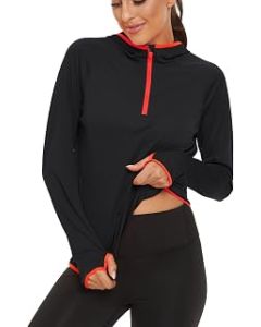 TACVASEN Women's Hoodie 1/4 Zip Sun Protection T-Shirt Lightweight UPF 50+ UV Protection Performance Hoodie Long Sleeve Tops