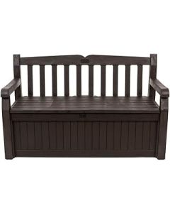 GARDEN BENCH + UNDER STORAGE KETER 140CM RESIN PATIO FURNITURE 265L LOCKABLE