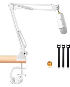 Boom Arm for Blue Yeti Mic, Upgraded Heavy Duty Blue nano Microphone Stand, Adjustable Suspension Blue Yeti X Boom Arm for Live Streaming, Radio, Podcasting, Gaming, White
