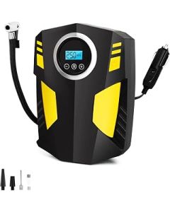 Car Tyre Inflator Tyres Pump - 12V Electric Air Compressor Rapid Electric Car Air Pump, Tyre Pressure Pump Digital for Tyres with Valve Adaptors for Car, Bicycle, Motorcycle