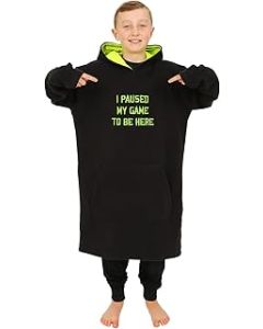 I Paused My Game To Be Here Hoodie, Fleece Blanket Hoodie for Boys Black