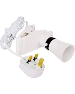 Zerox World Clip Desk Lamp Holder UK Plug Light Bulb Socket Base with Switch, Scratch Free & Cable Fixed Portable On The Table Pin Ideal for Lighting at Home, Shop, White, 1.8 Metre