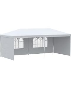 Outsunny 6 x 3 m Party Tent Gazebo Marquee Outdoor Patio Canopy Shelter with Windows and Side Panels White