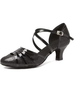 Women's Latin Salsa Dance Shoes Closed Toe Ballroom Tango Salsa Contemporary Dance Shoes 053