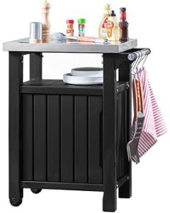 Keter Barbecue Side Table with Single Door, Graphite, 54 x 70 x 90 cm, 6130