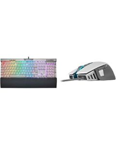 Corsair K70 RGB MK.2 Special Edition Mechanical Gaming Keyboard - White & M65 ELITE RGB Optical FPS Gaming Mouse (18000 DPI Optical Sensor, Adjustable Weights, 8 Programmable Buttons) - White