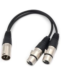 Splitter XLR Cable -JLTPH 3 Pin XLR Splitter Y-Adapter Male to 2 Female DMX Cable for Microphone