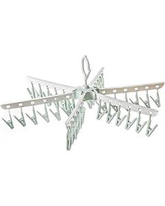 CMOISO 365°Rotation Sock Hanger for Washing Line with 36 clips, 1 Pcs Foldable Underwear Dryer with Pegs, Sock Dryer with Pegs, Underwear Hanger for Washing Line for Laundry Underwear Socks Bra Panty