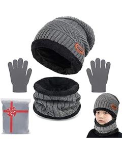 Kids Winter Hat Scarf and Gloves Set Girls Beanie Knitted Snood & Gloves 3 in 1 Super Soft Great Warm Boys 2-10 Years