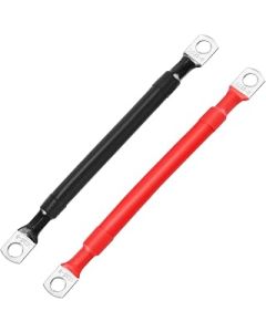 Thlevel Battery Inverter Cables 12V Battery Leads Red and Black with Ring Terminals Copper 15cm 2AWG 33mm² for Motorcycle Truck RV Car