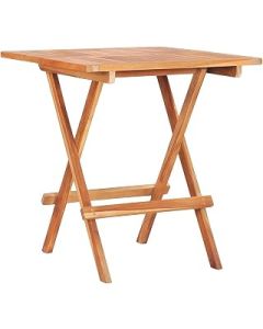 vidaXL Solid Teak Wood Folding Bistro Table Garden Terrace Durable Stable Weather Resistant Outdoor Patio Wooden Picnic Table Furniture 60x60x65cm