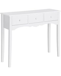 HOMCOM Console Table Modern Sofa Side Desk with 3 Drawers for Living Room Entryway Bedroom White
