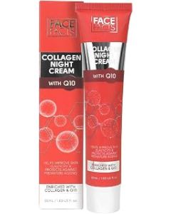 Face Facts Collagen & Q10 Night Cream | Ubiquinone (Q10) + Vitamin E + Collagen | Smooth + skin elasticity | 50ml