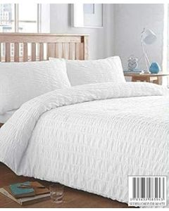 Value Comfort Home Luxury SEERSUCKER STRIPE Cotton Rich Duvet Cover & Pillowcase/s Bedding Bed Linen Set Double White