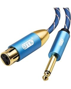 EMK XLR to 6.3mm 1/4 Cable, 3 Pin XLR Female to 6.35mm TS Mono Jack Lead Unbalanced Guitar cable Microphone Cable Mic Signal Interconnection Cable for Mixer, Speaker, Bass, Keyboard (2m)