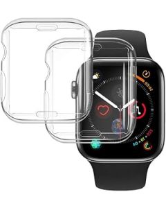 2 Pack Transparent Case Compatible with Apple Watch 40mm 4/5 / 6/ SE Series, Screen Protector, Soft TPU Cover Case for iWatch 40mm Series 4/5 / 6/ SE