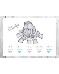 Personalised Dady, Daddy Print, Up to 5 children Only. Team Dad, Dad Squad, Fathers day, Christmas, Birthday gift