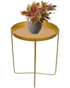 Trendi Golden Metal Side Table: Versatile Round End Table and Nightstand for Stylish Home Decor Display | living room Furniture | Display Unit for Home Decor