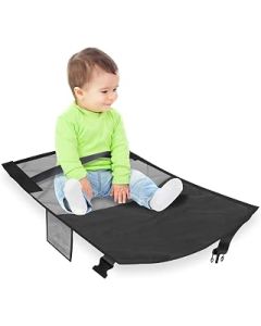 WISEPRO Kids Airplane Seat Footrest, Toddler Airplane Bed, Toddler Airplane Seat Extender, Kids Airplane Hammock, The Airplane Seat Companion, for Easy Travel (Grey+Black)