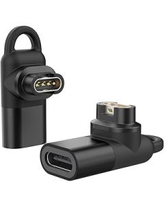 MoKo USB C to Garmin Adapter 2-Pack, 90 Degree Type C Charger Connector Watch Charging Data Transfer Compatible with Garmin Fenix 7/7S/7X/6/6S/6X/5/5S/5X/Forerunner 245/255/Vivoactive 3/4/Instinct 2