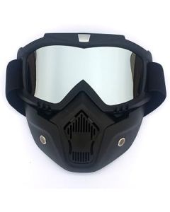 Nosii Winter Outdoor Sports Ski Snowboard MTB Cycling Full Face Mask Shield Goggles (Color : Silver film)
