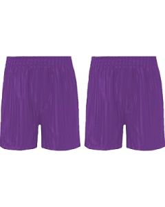 Pack of 2 Unisex Purple PE Shorts Boys Girls Children Shadow Stripe School