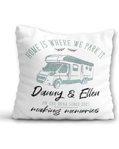 Motorhome Cushion - Camping Gift for Couple - Personalised Holiday Motor Home Pillow - Camper Decor with Custom Names - Mother's Day Gift Her Him Husband Wife