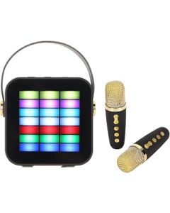 Mini Karaoke Machine for Kids Adults, Bluetooth Party Karaoke Speaker with 2 Wireless Mic and Colorful Lights, Portable Microphone Speaker Set, for Tablets, PCs