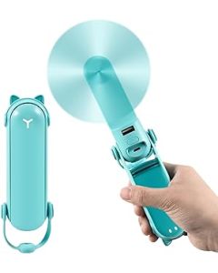 CHIVENIDO Handheld Fan Rechargeable, 3 IN 1 USB Mini Pocket Fan, Portable Travel Fan with 2000 mAh Power Bank, Flashlight, Small Foldable Desk Fan, Silent Battery Operated Electric Fan(Green)