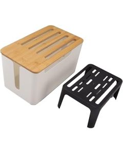 Router Storage Box Large Space Multi Hole Bit Bamboo Cover Home WiFi Router Organizer