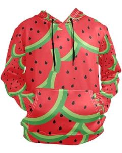 ZZKKO Red Watermelon Hoodie for Pullover Long Sleeves Thin Workout Sweatshirts