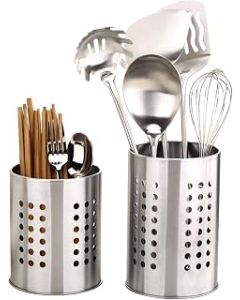 Feelava 2 Pack Stainless Steel Kitchen Utensil Holder for Organizing Drawers and Counters