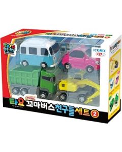 Tayo The Little Bus Tayo Friends Special 4Pcs Mini Car Set II : Korean Made TV Animation Toy (Max + Poco + Heart + BongBong)