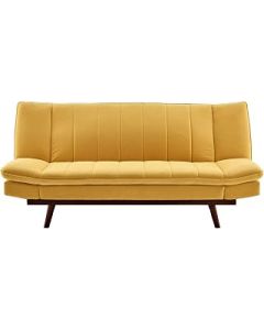 Bravich Mondaine 3 Seater Sofa Bed - Yellow. Velvet Fabric Click Clack Sofa Bed, Recliner Couch To Double Bed. Space Saving Furniture For Living Room, Bedroom & Guest Room- 188 x 94 x 87cm