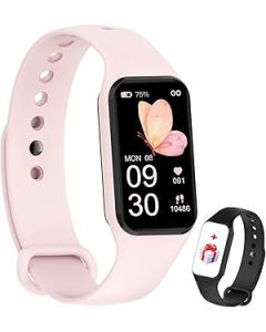 IOWODO Smart Watch for Women, Fitness Tracker with Heart Rate/Blood Oxygen/Sleep Monitor/Custom Dials, 5ATM Waterproof Step Counter Watch with 24 Sport Modes Activity Tracker for iOS Android - Pink