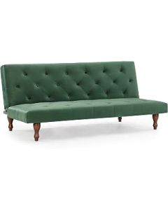 Home Detail 3 Seater Sofa Velvet Fabric Recline Sofabed Clic Clac Button Back Tufted (Green Velvet)